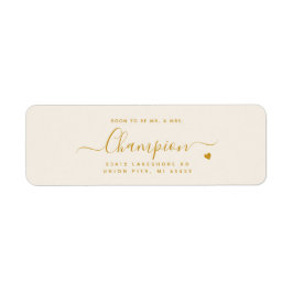 Minimalistisch Script Gold Wedding Retouradres Etiket