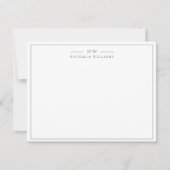 Minimalistisch script grijs randmonogram notitiekaartje (Voorkant)