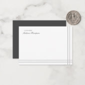 Minimalistisch script grijs wit 2 zij dubbele rand notitiekaartje (Voorkant / Achterkant in situ)