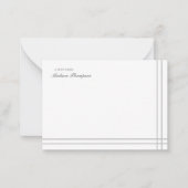 Minimalistisch script grijs wit 2 zij dubbele rand notitiekaartje (Voorkant)
