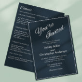 Minimalistisch Script Gunmetal Blue All-in-One Wed Kaart