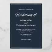 Minimalistisch Script Gunmetal Blue Wedding Folie Uitnodiging (Voorkant)