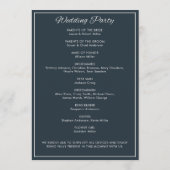 Minimalistisch Script Gunmetal Blue Wedding Programmakaart (Achterkant)