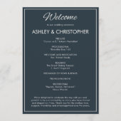 Minimalistisch Script Gunmetal Blue Wedding Programmakaart (Voorkant)