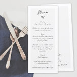 Minimalistisch Script Hand geschreven Typografie B Menu<br><div class="desc">Een mooi eenvoudig minimalistisch handgeschreven scripttypografie bruiloft ontwerp. Een uniek ontwerp dat gebruikmaakt van een persoonlijke klassieke kalligrafie bruiloft stijl. Een modern handgeschreven briefontwerp met tinten wit en grijs. Een elegant huwelijksmenu ontwerp met moderne maar traditionele elementen. Overeenkomende bruiloft uitnodigingen en andere briefpapier items zijn ook beschikbaar.</div>
