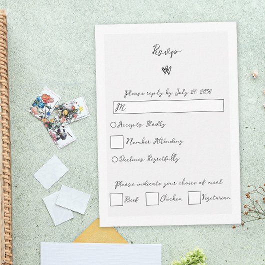 Minimalistisch Script Hand geschreven Typografie B RSVP Kaartje
