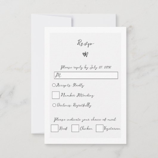 Minimalistisch Script Hand geschreven Typografie B RSVP Kaartje (Voorkant)