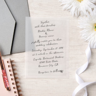 Minimalistisch Script Hand geschreven Typografie B Vellum Uitnodigingen