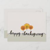 Minimalistisch script Happy Thanksgiving Herfst Tr Briefkaart (Voorkant / Achterkant)