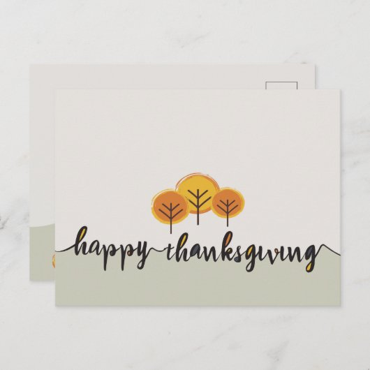 Minimalistisch script Happy Thanksgiving Herfst Tr Briefkaart (Voorkant / Achterkant)