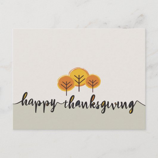 Minimalistisch script Happy Thanksgiving Herfst Tr Briefkaart (Voorkant)