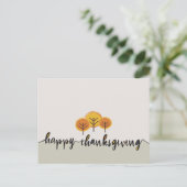 Minimalistisch script Happy Thanksgiving Herfst Tr Briefkaart (Staand voorkant)