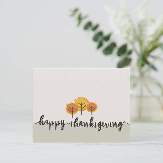 Minimalistisch script Happy Thanksgiving Herfst Tr Briefkaart (Staand voorkant)