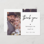 Minimalistisch script hart bruiloft dank u kaart (Voorkant / Achterkant)