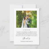  minimalistisch script hart bruiloft foto bedankkaart (Achterkant)