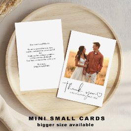 Minimalistisch Script Hart Foto Mini Bedankt Notitiekaartje