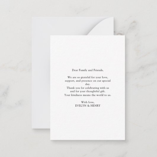 Minimalistisch Script Hart Foto Mini Bedankt Notitiekaartje (Achterkant)