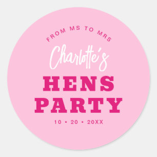 Minimalistisch Script Heet Roze Modern Kippenfeest Ronde Sticker
