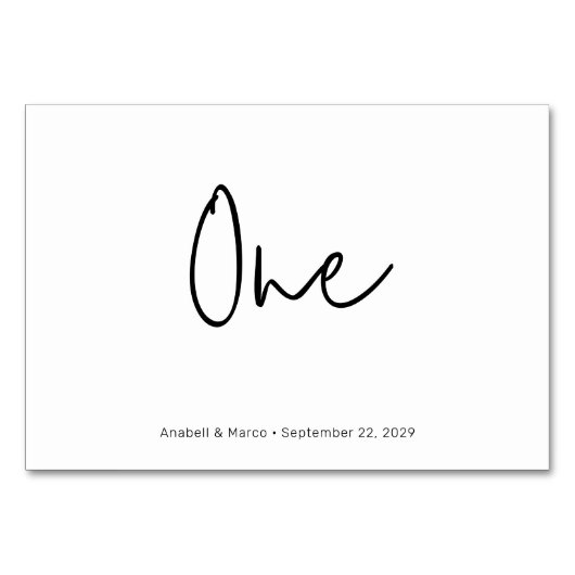 Minimalistisch Script Horizontale tabel nummer één Kaart (Voorkant)