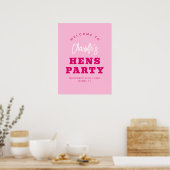 Minimalistisch script Hot Pink Hens Party Welkom Poster (Keuken)