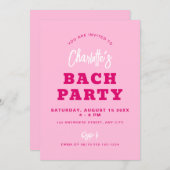 Minimalistisch Script Hot Pink Modern Bach Party Kaart (Voorkant / Achterkant)