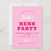 Minimalistisch script Hot Pink Modern Hens Party Kaart (Voorkant)