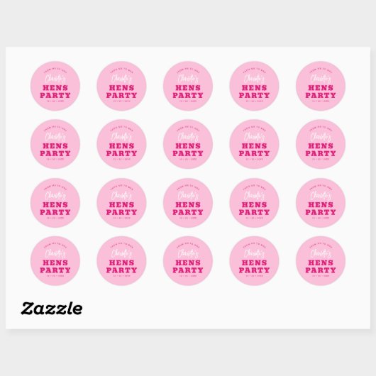 Minimalistisch Script Hot Pink Modern Kippenfeest Ronde Sticker (Vel)