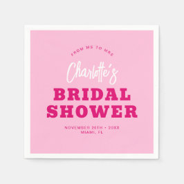 Minimalistisch Script Hot Pink Vrijgezellenfeest S Servet