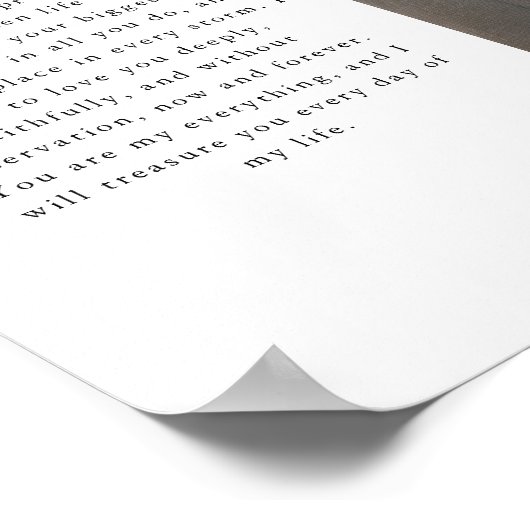 Minimalistisch script huwelijksgeloften met fotobo poster (Hoek)