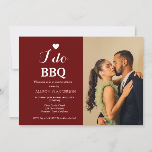 Minimalistisch script i do bbq engagement party kaart (Voorkant)