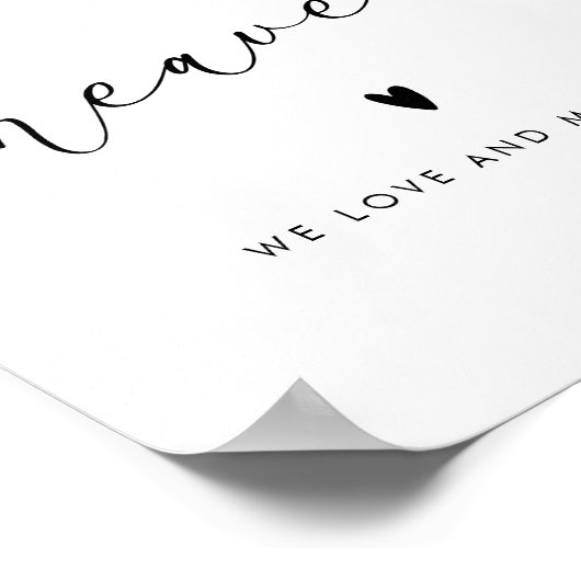 Minimalistisch script in liefdevolle herinnering b poster (Hoek)