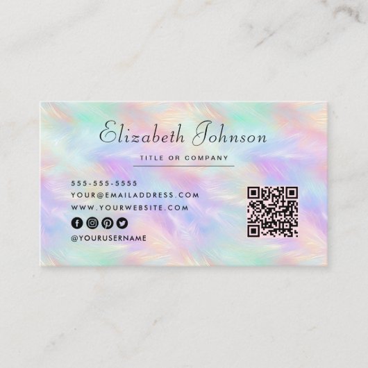 Minimalistisch script iriserende opaal stijlvolle visitekaartje (Voorkant)