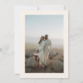 Minimalistisch Script Ivoor & Taan Foto Bruiloft Save The Date (Achterkant)