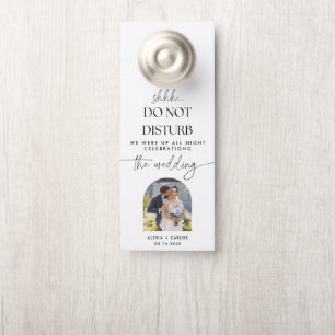 Minimalistisch script kalligrafie bruiloft gast deurhanger