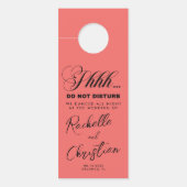 Minimalistisch script kalligrafie bruiloft gast deurhanger (Voorkant)