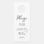 Minimalistisch script kalligrafie bruiloft gast deurhanger (Voorkant)