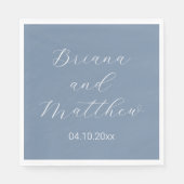 Minimalistisch script kalligraphy Dusty Blue Weddi Servet (Voorkant)