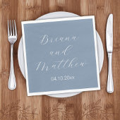 Minimalistisch script kalligraphy Dusty Blue Weddi Servet