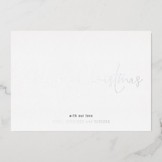 Minimalistisch script kerst echt folie feestdagenkaart (Voorkant)