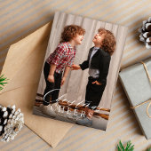 Minimalistisch script Kerstgejuich 1 foto Feestdagenkaart