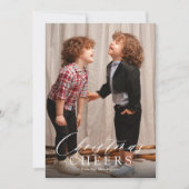 Minimalistisch script Kerstgejuich 1 foto Feestdagenkaart (Voorkant)