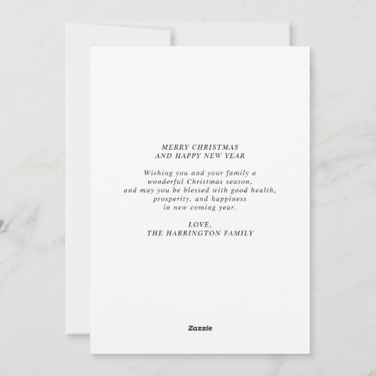 Minimalistisch script Kerstgejuich 1 foto Feestdagenkaart (Achterkant)