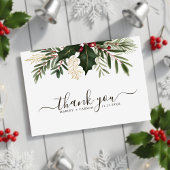 Minimalistisch script Kerstmis groen bruiloft Bedankkaart