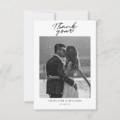 Minimalistisch Script Koppels Bruiloft Foto Bedankkaart (Voorkant)
