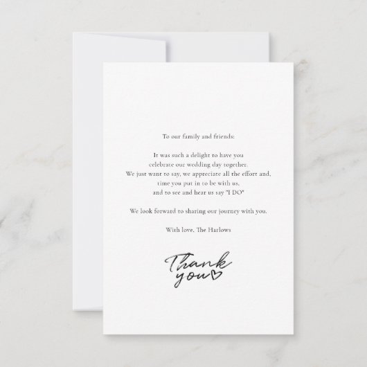 Minimalistisch Script Koppels Bruiloft Foto Bedankkaart (Achterkant)