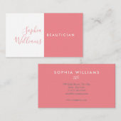 Minimalistisch Script Koraal en wit Visitekaartje (Voorkant / Achterkant)