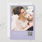 Minimalistisch script lavendel QR Code Foto Bruilo Kaart (Achterkant)