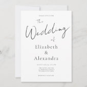 Minimalistisch script legant QR Code Weddenschap Kaart (Voorkant)