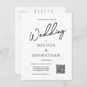 Minimalistisch script legant QR Code Weddenschap Uitnodiging Briefkaart (Voorkant / Achterkant)