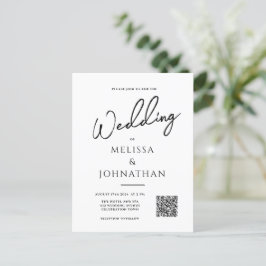 Minimalistisch script legant QR Code Weddenschap Uitnodiging Briefkaart